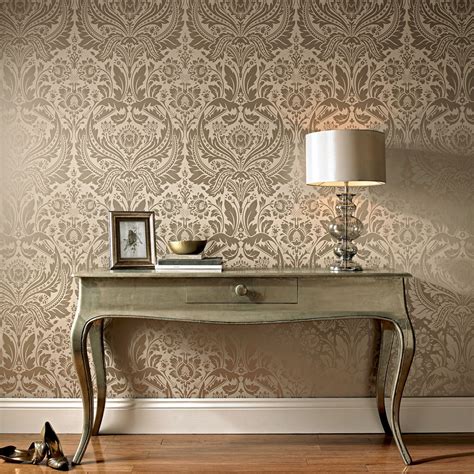 Desire Taupe And Metallic Wallpaper Graham And Brown
