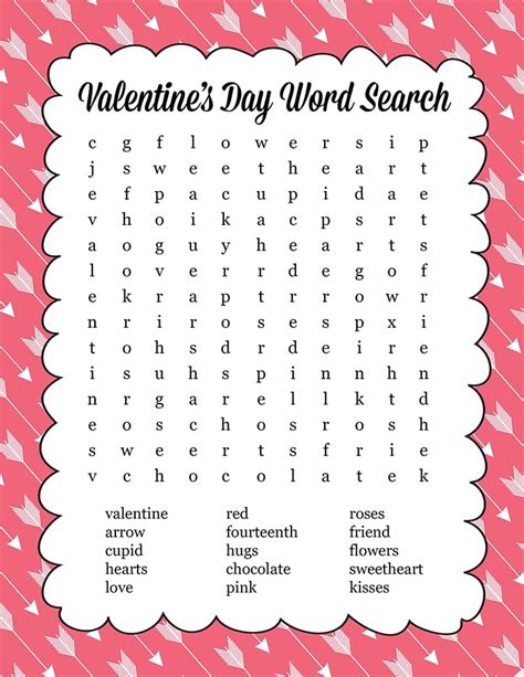 Valentines Day Word Search Print