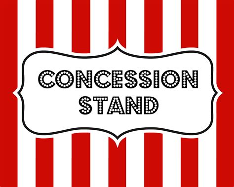 Concession Stand Sign Printable Printable Word Searches