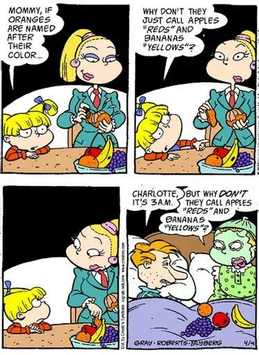 Angelica And Charlotte Discuss Fruit Colors And Wake Drew Pickles For His Opion In Rugrats Comic