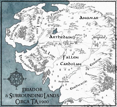 Middle Earth Map Of Eriador And Surrounding Lands In Year 1900 Of The