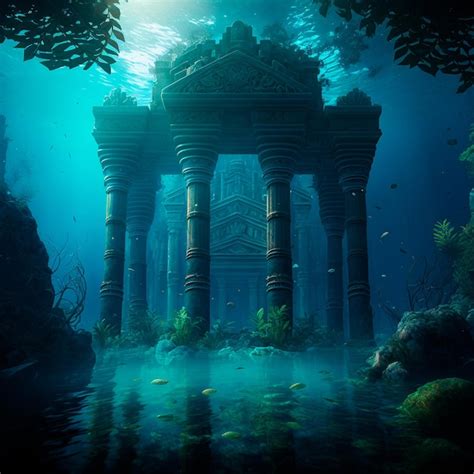 Premium Photo Underwater Lost City Atlantis And Its Ruins