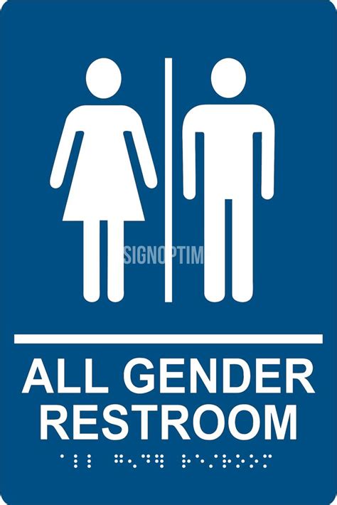 ada compliant all gender restroom sign with braille ii restroom sign signoptima bathroom mirror