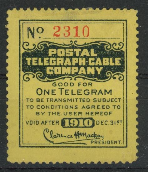 Us Telegraph Stamp Postal Telegraph Cable 1910 Mh Ebay
