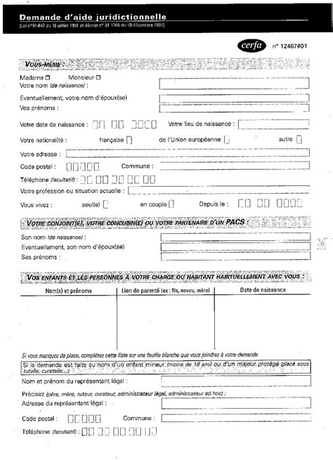 Application Form Formulaire De Demande D4aide Juridictionnelle