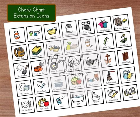 Kids Chore Chart Pictures Icons For Your Chart Print Now Etsy