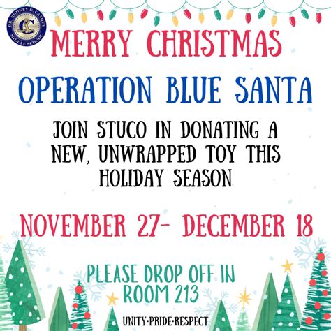 Operation Blue Santa Dr Rodney D Cathey Middle School