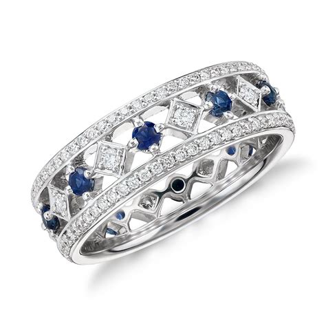 Gala Sapphire And Diamond Eternity Ring In 18k White Gold Blue Nile