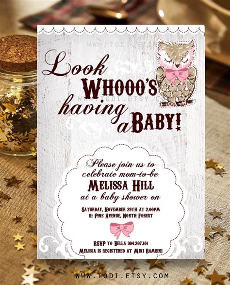 Woodland Owl Baby Shower Party Invitation Whimsical Baby Etsy