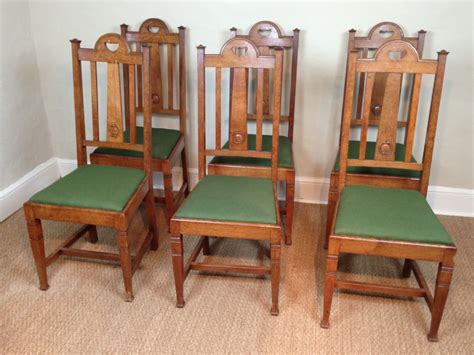 Antique chairs └ antique furniture └ antiques all categories antiques art baby books, comics & magazines business, office & industrial cameras & photography cars, motorcycles antique oak dining chairs x 4 kitchen chairs arts and crafts newly upholstered. A Set Of 6 Oak Arts And Crafts Dining Chairs C 1900 ...