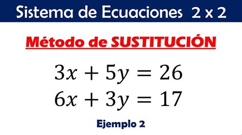 Sistema De Ecuaciones Lineales De 2×2 Metodo De Sustitucion Ejemplo 2