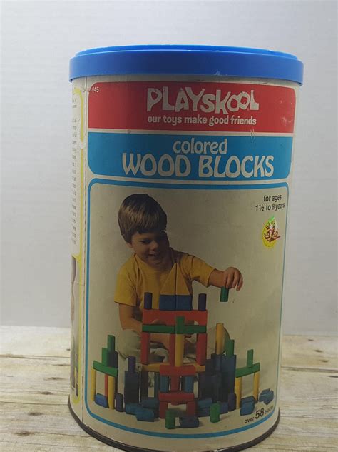 Playskool Colored Wooden Blocks 1976 Vintage Toy Etsy