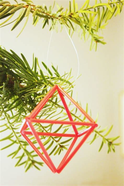 Diy Geometric Straw Prisms Fast And Easy Modern Christmas Tree Ornaments