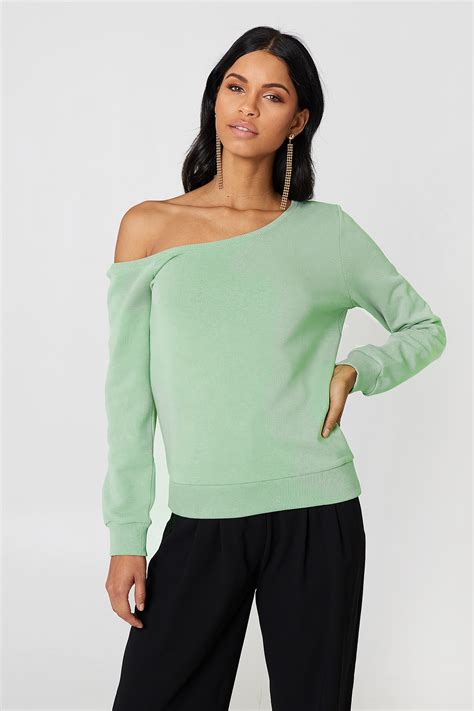 One Shoulder Sweater Light Duck Green Na