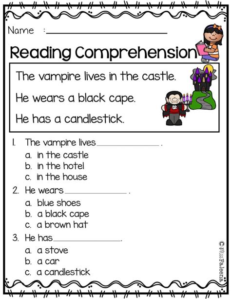 Kindergarten Comprehension Worksheets — Db