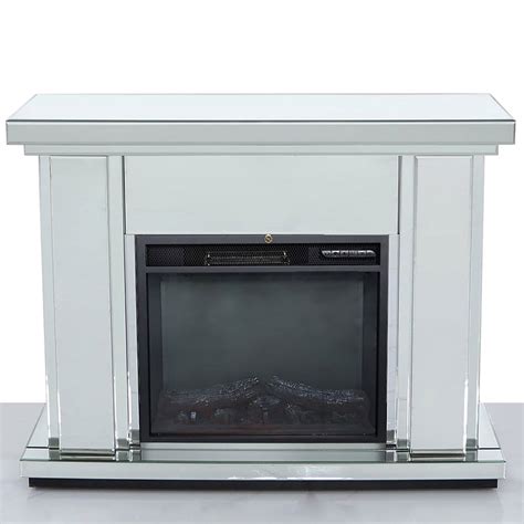 Classic Mirror Silver Mirrored Electric Fireplace Fire Surround Picture Perfect Home