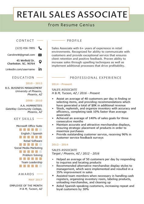 Retail Sales Associate Resume Sample And Writing Tips Resume Genius