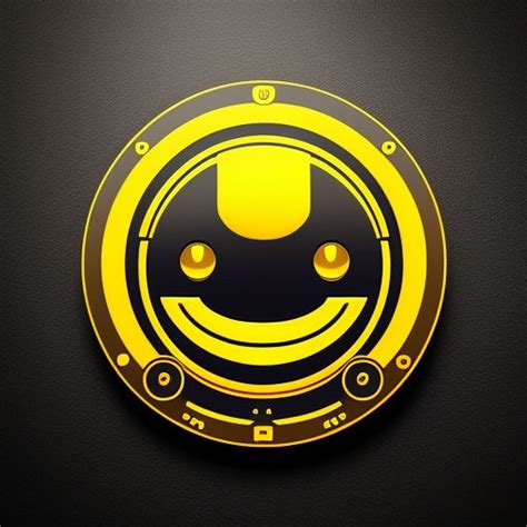Huge Walrus519 Smiley Face Emoji Cyberpunk Robot Logo Yellow
