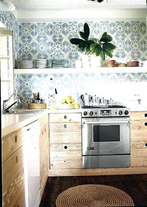 Luxury Modern Farmhouse Kitchen With Wallpaper Kitchen