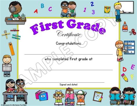 First Grade Certificate Of Completion Lessons For Little Ones By Tina
