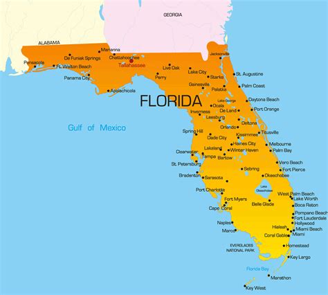 A Map Of Florida Showing The Cities World Map