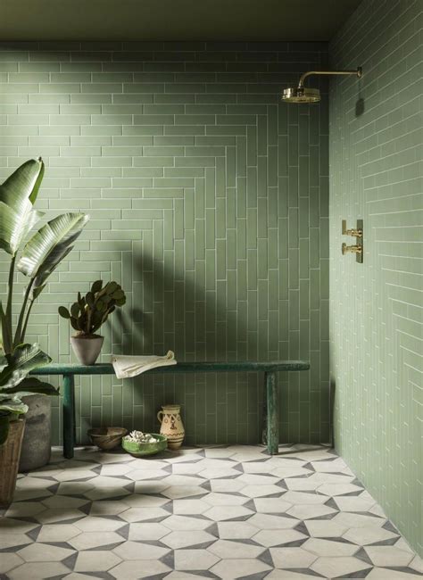 Home Interior Bohemian Oska Jungle Green Matt Porcelain Tiles