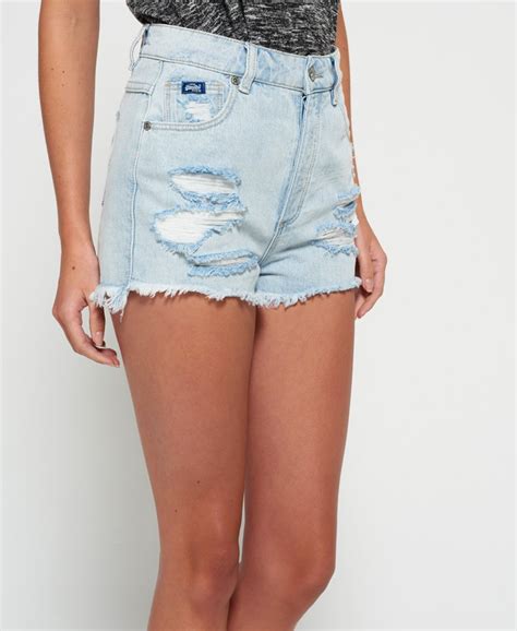 Superdry Short En Denim Super Déchiré Hannah Femme Shorts Pour Femme