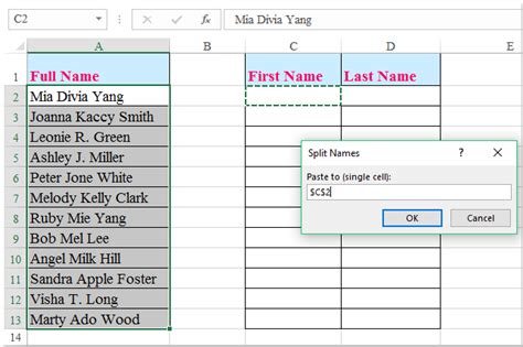 How To Split Full Name To First And Last Name In Excel