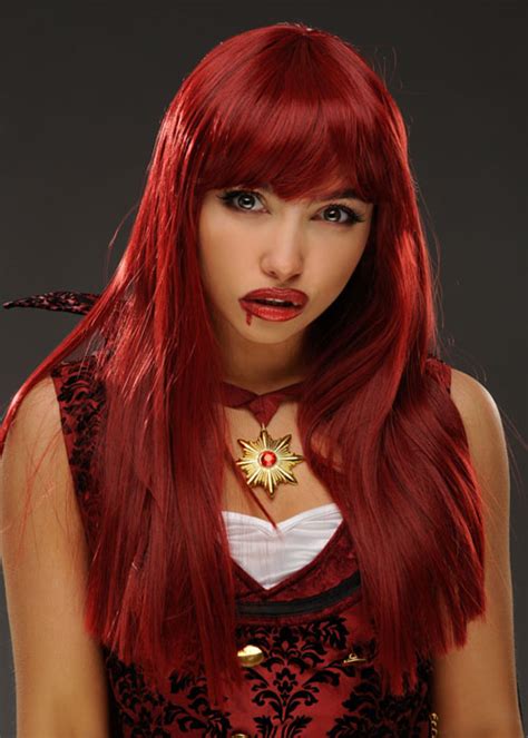 Womens Deluxe Halloween Ruby Red Long Vampire Wig 70287 Ha Struts