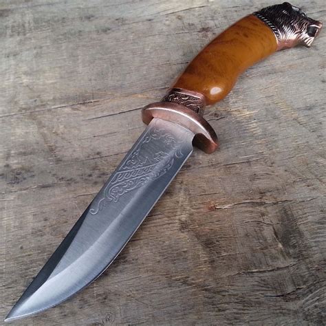 12 Intricate Bear Head Bronze Dagger Knife W Hanging Loop Functional