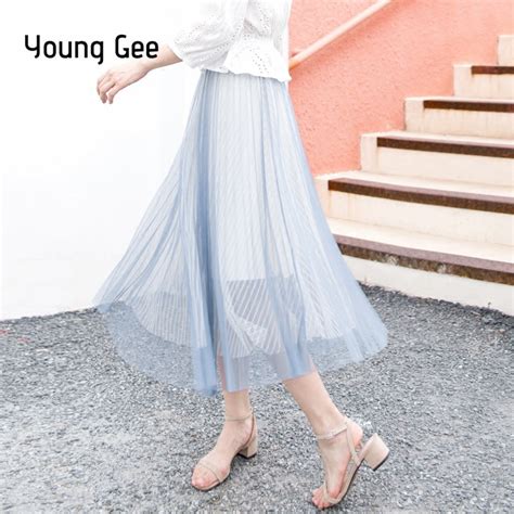 Young Gee Sweet Three Layer Tulle Skirts Womens Elastic High Waist