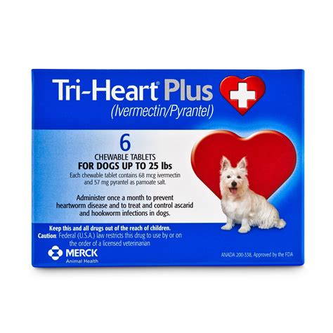 Tri Heart Plus Chewable Tablets For Dogs Up To 25 Lbs 6 Month Supply