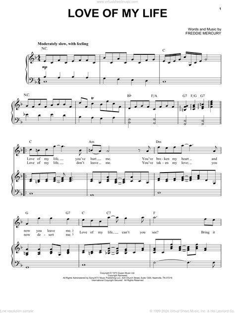 Queen Love Of My Life Sheet Music For Voice And Piano Pdf