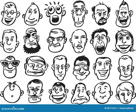 Set Of Caricature Faces Stock Vector Illustration Of Frustrated 86712411