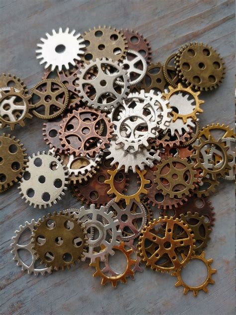 Assorted Gears Bulk 20 Steampunk Cog Charm Pendant Mixed Etsy