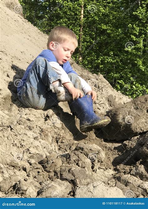 Young Boy Playing In The Dirt Stock Image Image Of Boot Healthy