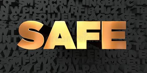 Safe Gold Text On Black Background 3d Rendered Royalty Free Stock