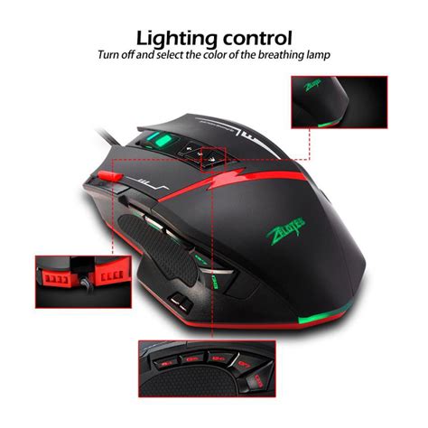 Zelotes C15 Gaming Mouse 7000 Dpi 13 Programmable Buttons Weight Tuning