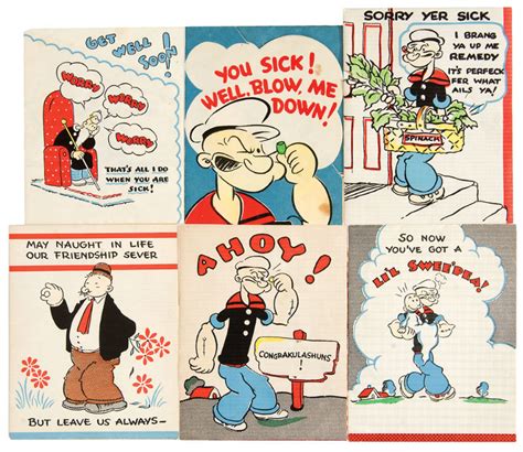 Hakes Popeye Get Well Card Lot