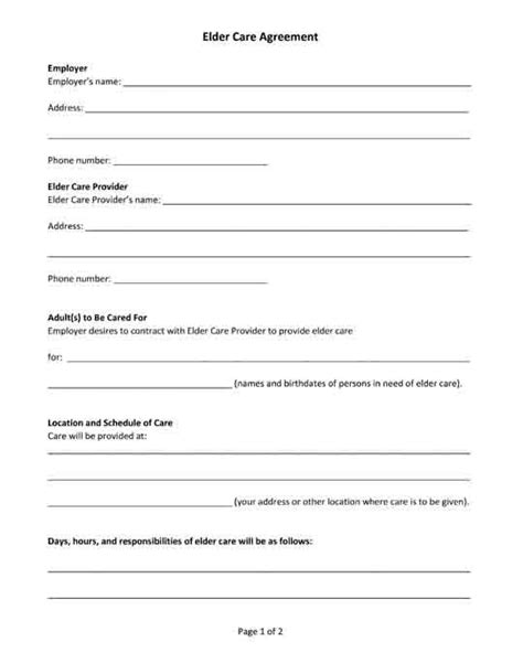 Form 4 / retold by clare west ; Free printable PDF form. Elder care agreement. | Elderly ...