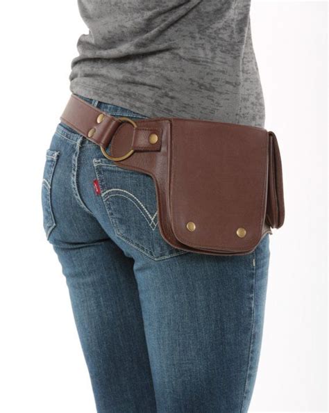 Hip Pack Leather Utility Belt Dark Brown Largest Pockets Of Leather