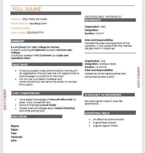 Diploma student resume samples free resume templates. Bcom Student Resume Format Pdf - BEST RESUME EXAMPLES