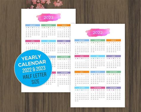 Wall Calendar Printable 2021 2022 2023 Printable Calendar Etsy Large