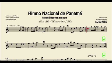 National Anthem Of Panama Sheet Music For Alto Saxophone Horn And