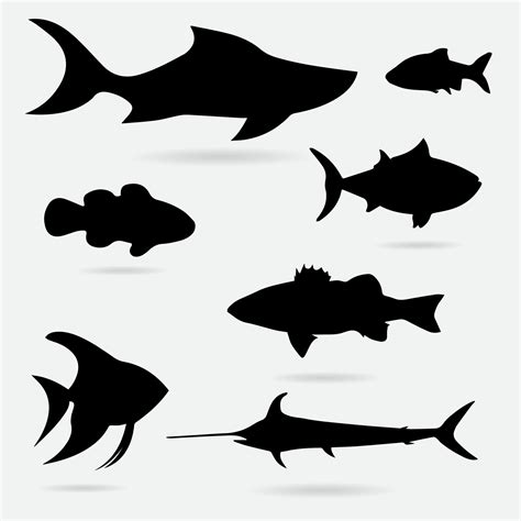 Collection Of Sea Fish Silhouette Vector Illustration 7931646 Vector