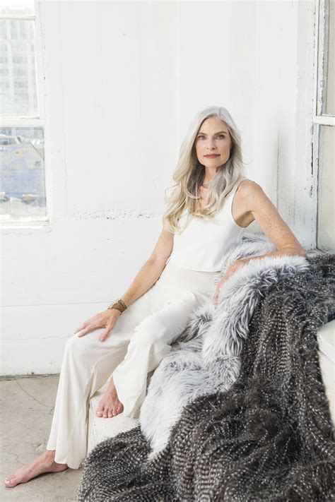 Faux Fur Elegant Long Grey Hair Older Women White Clothes White Fashion Photo Becca Batista