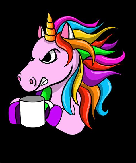 Angry Unicorn With Coffee Digital Art By Honey Shop Art Fine Art America