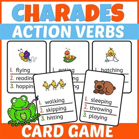 Printable Verb Charades Game For Literacy Learning And Laughs