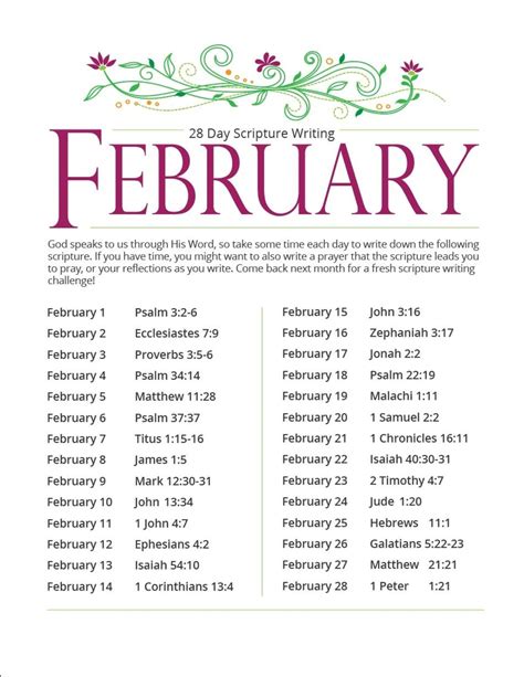 February Scripture Writing Plan