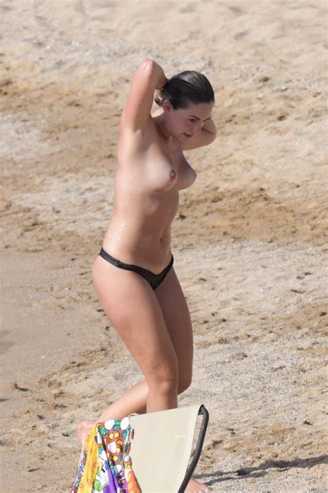 Olympia Valance Topless On The Beach In Mykonos